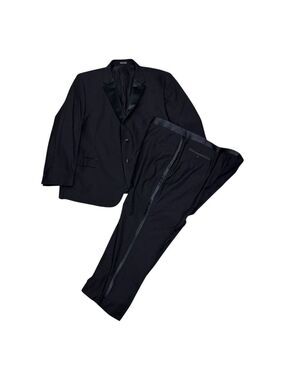 PRONTO UOMO Moores Luxury Designer Formal Business Black Tuxedo Suit Mens 54R